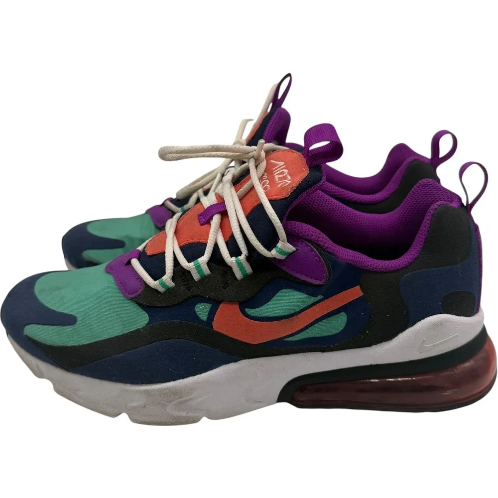Nike Air Max 270 React BQ0103-402 Multi-Color Sneakers Youth 6Y Women 7.5 Used